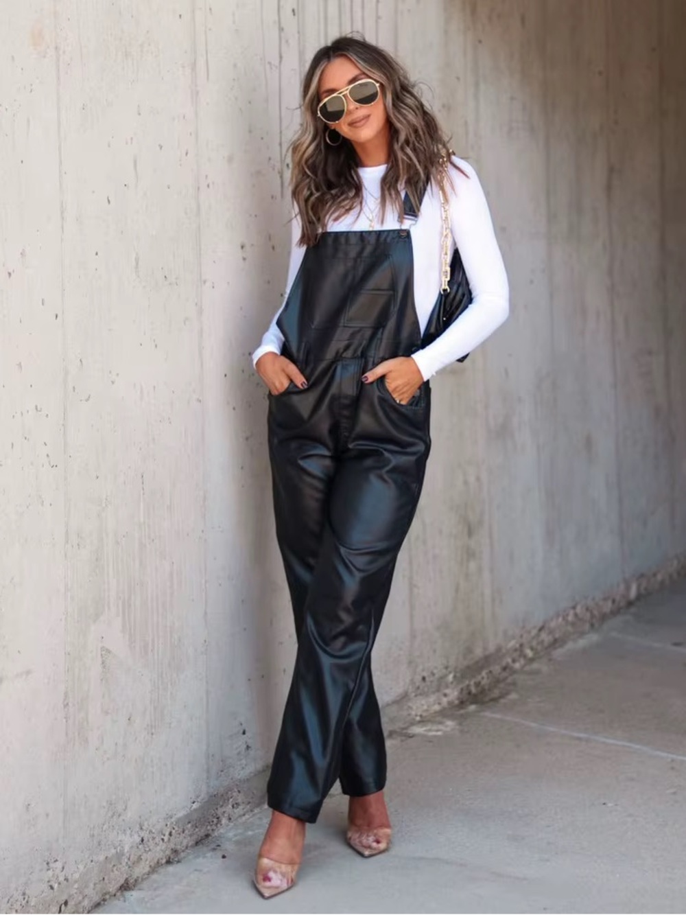 Guide Gear 100% Leather Straight Leg Overalls In Black nwt